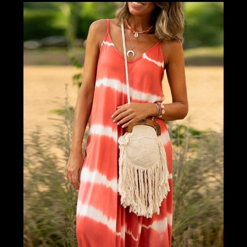 Orange Tie Dye Dress - Picture 1 of 3